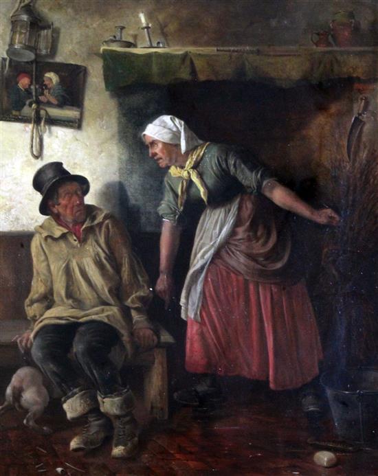 Attributed to William Weekes (1856-1909) Domestic Bliss 19 x 15in.